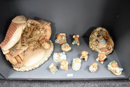 A group of hand-painted Stonecraft Pendelfin rabbit 'Bedtime' figures, of typical anthropamorphic