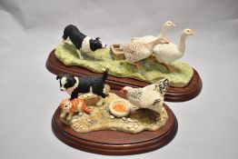 A Border Fine Arts animal group 'A Wild Goose Chase' with moulded mahogany plinth 31cm sold along