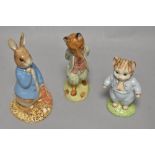 Three Limited edition Beswick pottery Beatrix potter studies; with gold Beswick back stamps,