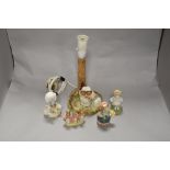 Five Beswick Pottery Beatrix Potter Studies, to include; Mrs Tiggy-Winkle lamp base (AF) Lady Mouse,