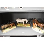 Three Beswick Pottery Horse and Foal groups, including Mare and Foal on base 953 (2nd edition, AF)