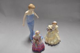Three Royal Doulton Figure studies including Bridesmaid HN2148, Little Bridesmaid HN1433 and Lady