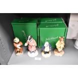Four John Beswick Wind in The Willows figures including Toad WIW2, Badger WIW 3, Mole WIW 5 and