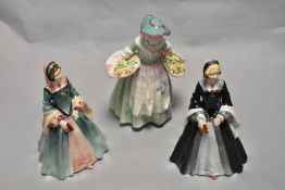 Three Royal Doulton figurines, comprising; Daffy down Dilly HN 1712, Janice HN 2022 and Janice HN