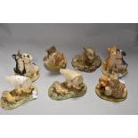 A collection of seven Beswick Pottery studies, Including Mind how you go X 2 , Puppy love X 2 (in