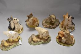 A collection of seven Beswick Pottery studies, Including Mind how you go X 2 , Puppy love X 2 (in