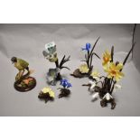 A cast-metal 'Albany of England' cast metal and bisque porcelain daffodil and snow drop study,