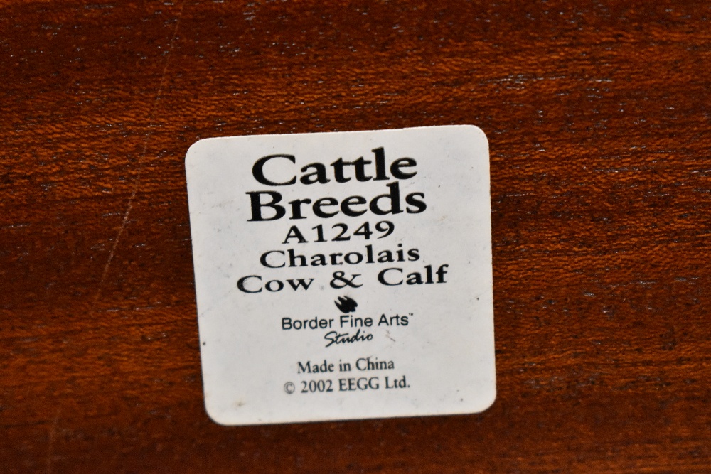 A Border Fine Arts 'Cattle Breeds' Charolais Cow & Calf group, c2002, model number A1249, on moulded - Image 2 of 2