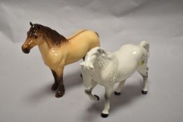 Two Beswick pottery studies; comprising; Stocky jogging mare in grey gloss finish (third version)
