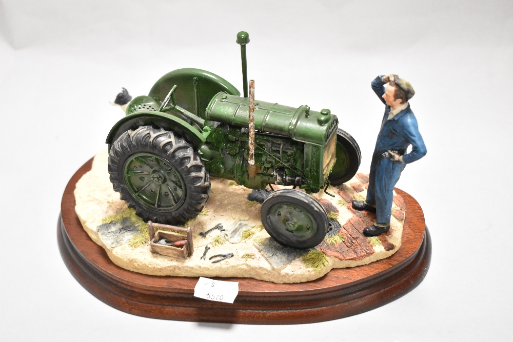 A Border Fine Arts agricultural group 'Won't Start' a farmer with his green Fordson tractor and - Image 2 of 3