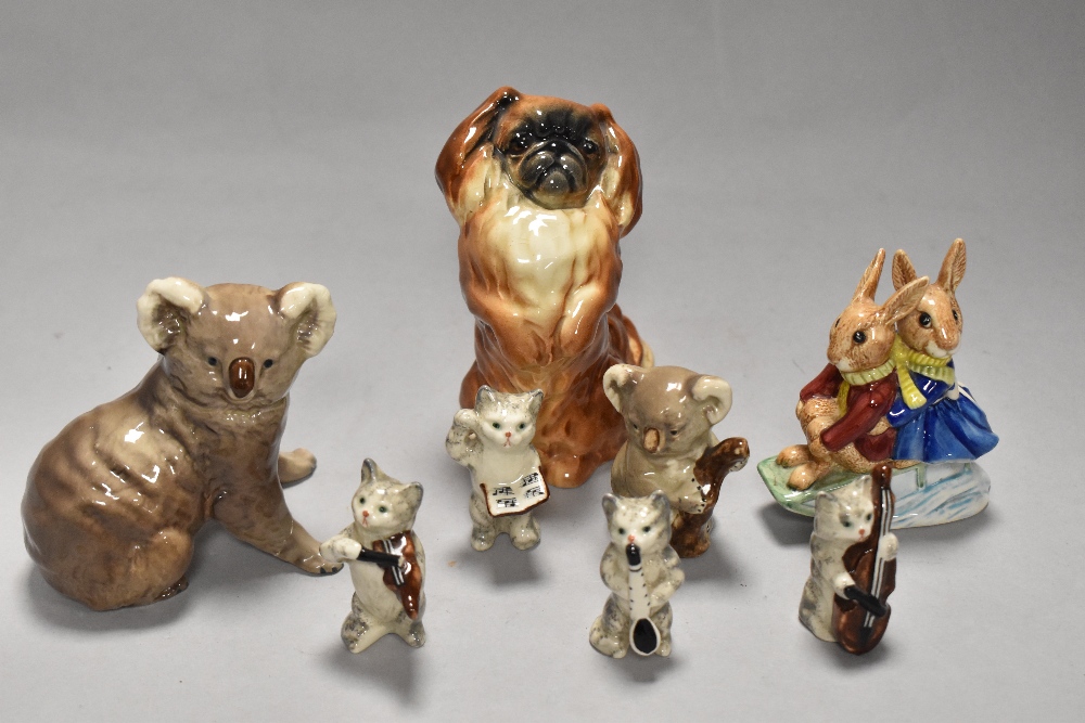 A mixed lot of studies, including Beswick Pekinese, 1059, two Koalas, Billie and Buntie Bunnykins