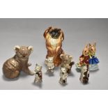 A mixed lot of studies, including Beswick Pekinese, 1059, two Koalas, Billie and Buntie Bunnykins