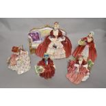 A group of Royal Doulton Figurines, comprising; Janet HN 1537, Belle 'O' the ball HN 1997, Lydia