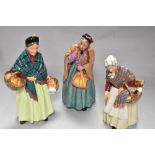 Three Royal Doulton figurines, To include; Grandma HN 2052, Bridget HN 2070 and the orange lady HN