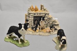 A group of three Border Fine Arts studies, including; border collie A24204 and sweep JH58, AF.