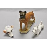A trio of vintage dog studies, Including English made West Highland terrier with illegible stamp,
