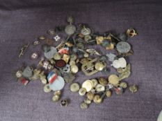 A collection of Military Buttons, Officer's Pips and Crowns, RAF Buttons, ARP Badges, RAF Padre
