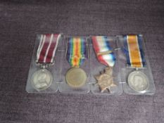 A WW1 Meritorious Service Medal & 1914 Trio, 1914 Star, British War Medal and Victory Medal all to