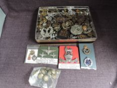 A collection of mainly Military Cap Badges including silver plated Parachute Regt Cap & Collar