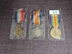 A WW1 Trio, 1914-15 Star, British War Medal and Victory Medal to 240537 Pte.A.Sanderson.R.Lanc.R