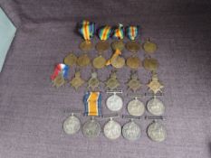 A collection of WW1 Medals, 1914 Star, five 1914-15 Stars, eight British War Medals and eleven