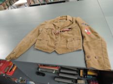 A WWII Hitler Youth Girls Tunic Jacket with Insignia Lanyard, Whistle, Keckerchief & Knot, BDM RZM