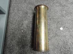 A WWI 18 Pounder brass Shell Case dated 1918 P of W 1919, fine engraved decoration to W.Abraham