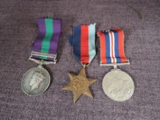 Three WW2 and later Medals to 5567803.PTE.W.Siddall.Wilts.R, 1939-45 Star, War and General Service