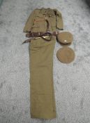 A WWII period Military Jacket, Trousers and Beret Border Regiment, Jacket has metal pips to