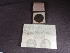 The Lusitania (German) Medal, British replica in original box with leaflet