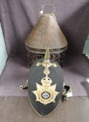 A late 19th/early 20th century Bedfordshire & Herefordshire Black Cloth Spiked Helmet with helmet