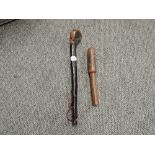 A possible Tip Staff wooden Truncheon along with a wooden shillelagh