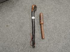 A possible Tip Staff wooden Truncheon along with a wooden shillelagh