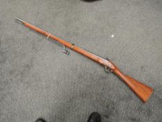 A Replica Brown Bess Rifle and Bayonet with GR and Tower marks