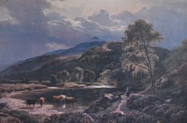 After Sidney Richard Percy (1822-1886), reproduction print, 'After The Storm' cattle scene, title