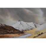 P.T Kelly (20th Century, British), watercolour, 'Beinn Fhada, Glen Affric', A winter landscape of