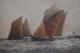 William Boyer (19th/20th Century, British), watercolour, a fleet of masted boats in choppy water