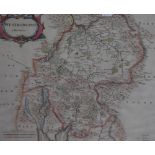 After Robert Morden (1650-1703), a hand coloured map of Westmorland, the title displayed in a