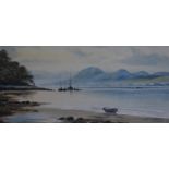 J.W Stedman (British School 19th/20th Century), watercolour, estuary scene with anchored boats,