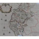 After Robert Morden (1650-1703), a hand coloured map of Cumberland, the title displayed in a