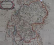 After Robert Morden (1650-1703), a hand coloured map of Westmorland, the title displayed in a