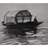 W.H Reynolds (late 19th/early 20th century) a monochrome watercolour depicting a Chinese Sampan,