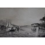 After James Baker Pyne (1800-1870), etching, Lake Windermere, framed, mounted, and under glass, 30cm