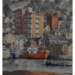 G.L Cook (20th Century, British), watercolour, A colourful harbour scene, possibly Cornwall, with