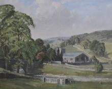 Claude Horsfall (British 1907-2003) oil on board, 'Hubberholme Church' (Skipton) signed lower right,