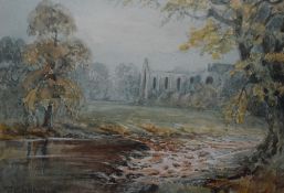 T.Chapman (20th Century British), watercolour, two pastoral landscapes depicting abbey ruins
