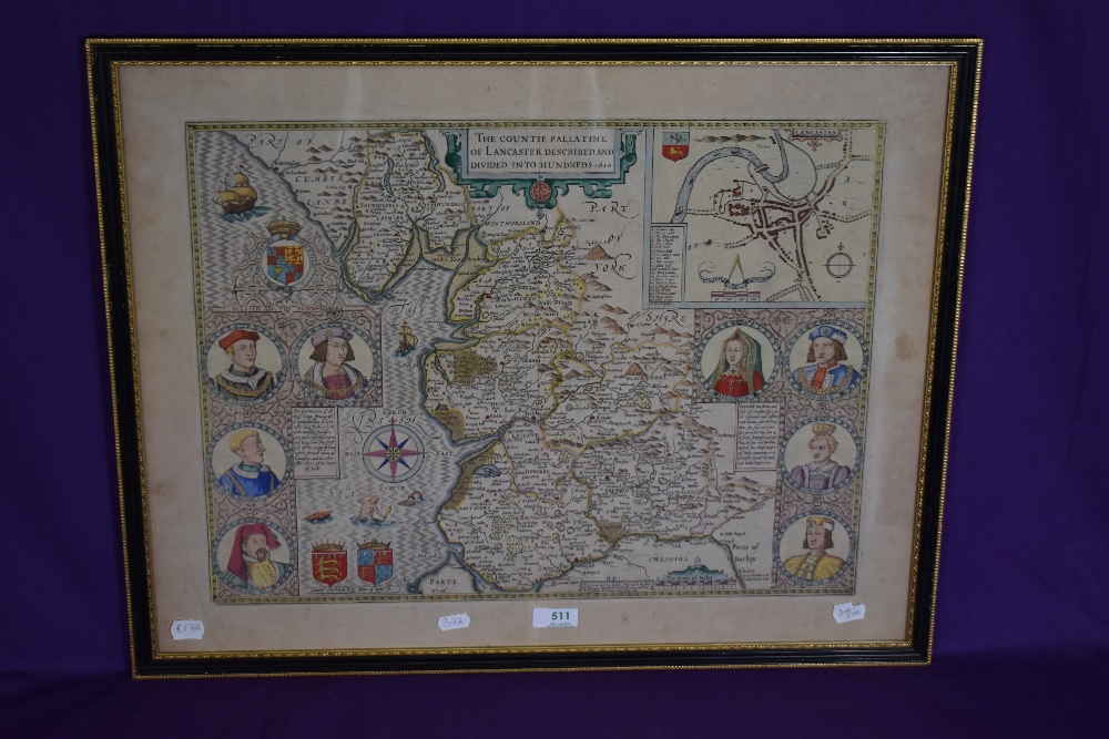 After John Speed (1552-1629), a map of The County Palatine of Lancaster Described And Divided Into - Image 2 of 3
