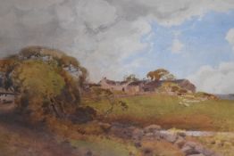 Fred Tucker (British, 1860-1935), watercolour or gouache, A pastoral landscape depicting a