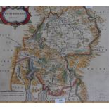 After Robert Morden (1650-1703), a hand coloured map of Westmorland, the title displayed in a