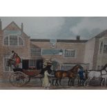 A group of four 19th century coloured engravings of horse drawn coach scenes, to comprise '